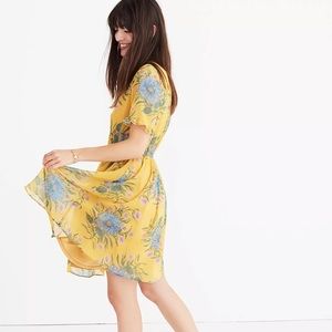 Madewell Sweetgrass Ruffle-Sleeve Dress in Painted Blooms